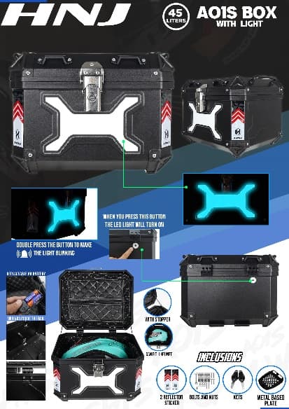 HNJ A01S With Light 45L Top Box No Backrest