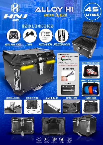 HNJ ALLOY H1 With LED 45L Top Box