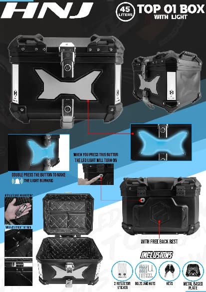 HNJ TOP 01 With Light 45L Top Box HNJ TOP 01 With Light 45L Top Box - Main image