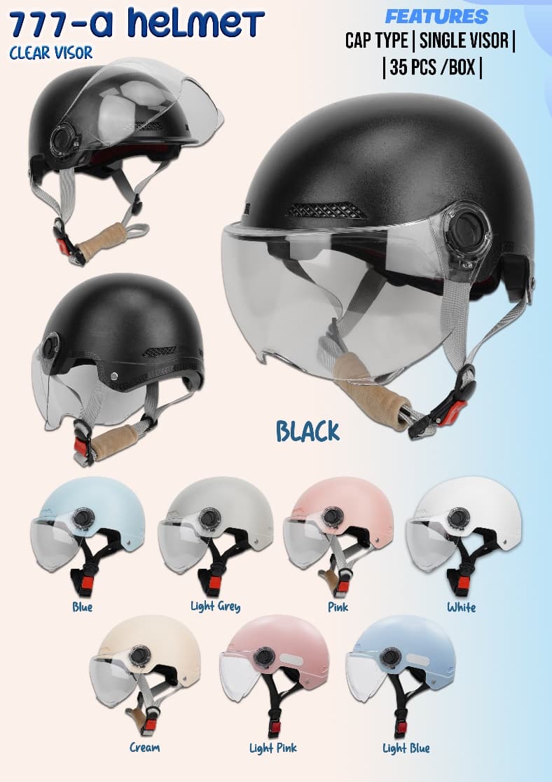 HNJ 777-A Clear Visor Half Face Helmet HNJ 777-A Clear Visor Half Face Helmet - Main image