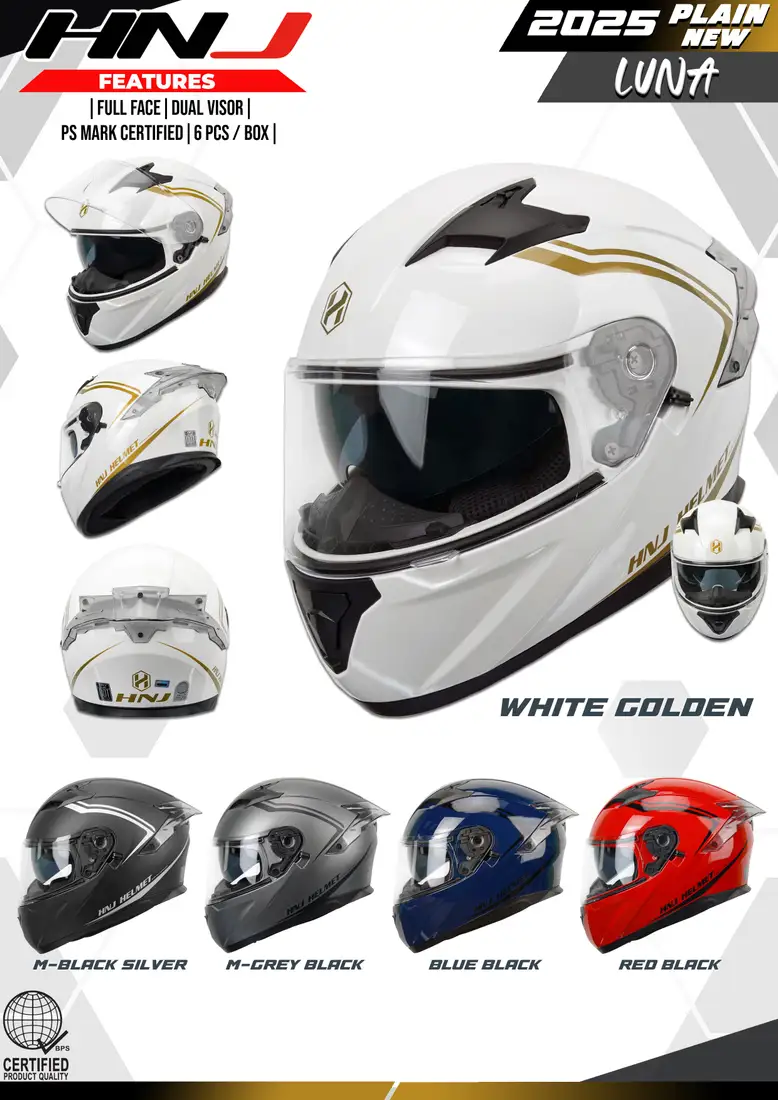 HNJ 2025 Luna Blue Black Plain Full Face Helmet HNJ 2025 Luna Blue Black Plain Full Face Helmet - Main image