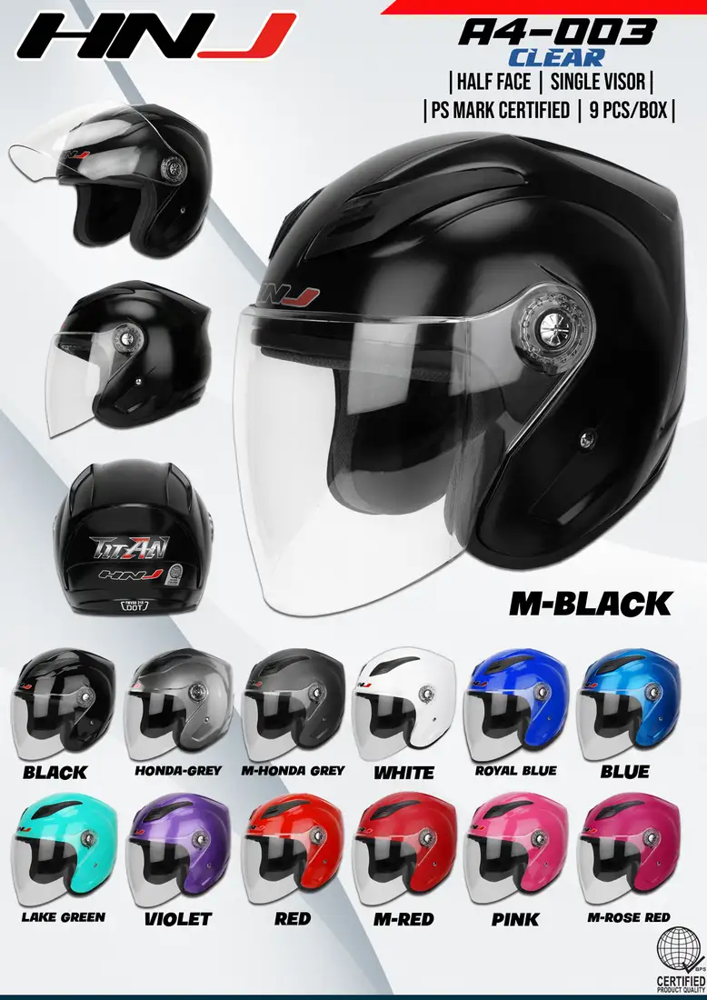 HNJ A4-003 Clear Half Face Helmet