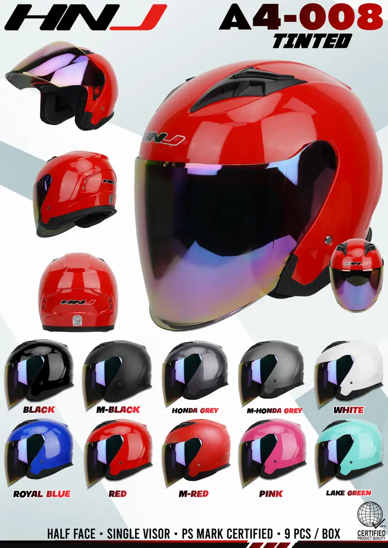 HNJ A4-008 Tinted Half Face Helmet