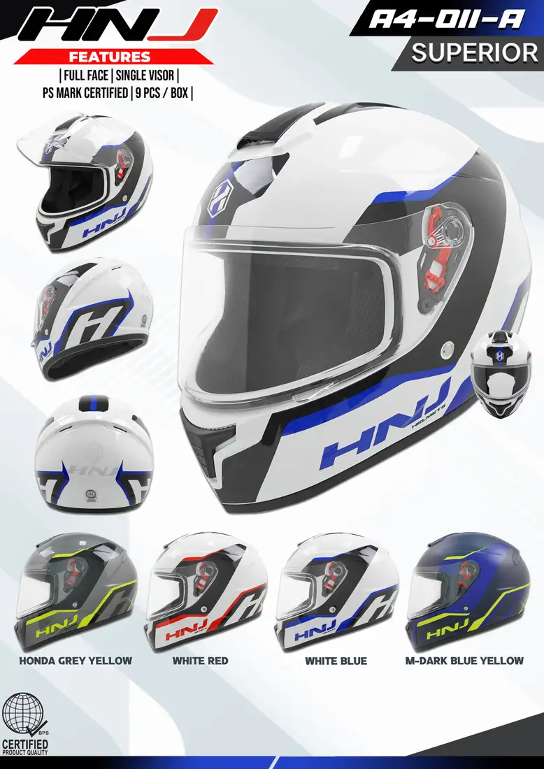 HNJ A4-011-A Graphic - SUPERIOR M-DARK BLUE YELLOW Full Face Helmet HNJ A4-011-A Graphic - SUPERIOR M-DARK BLUE YELLOW Full Face Helmet - Main image