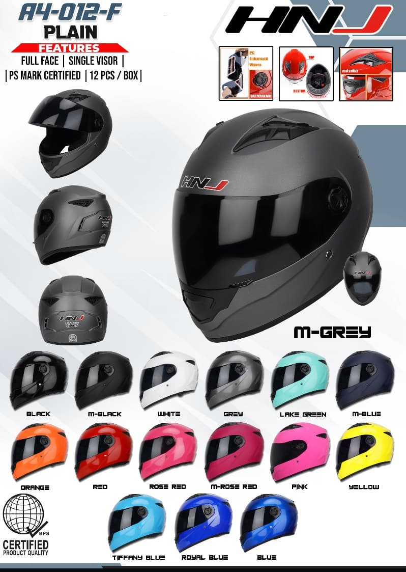 HNJ A4-012-F Plain Full Face Helmet