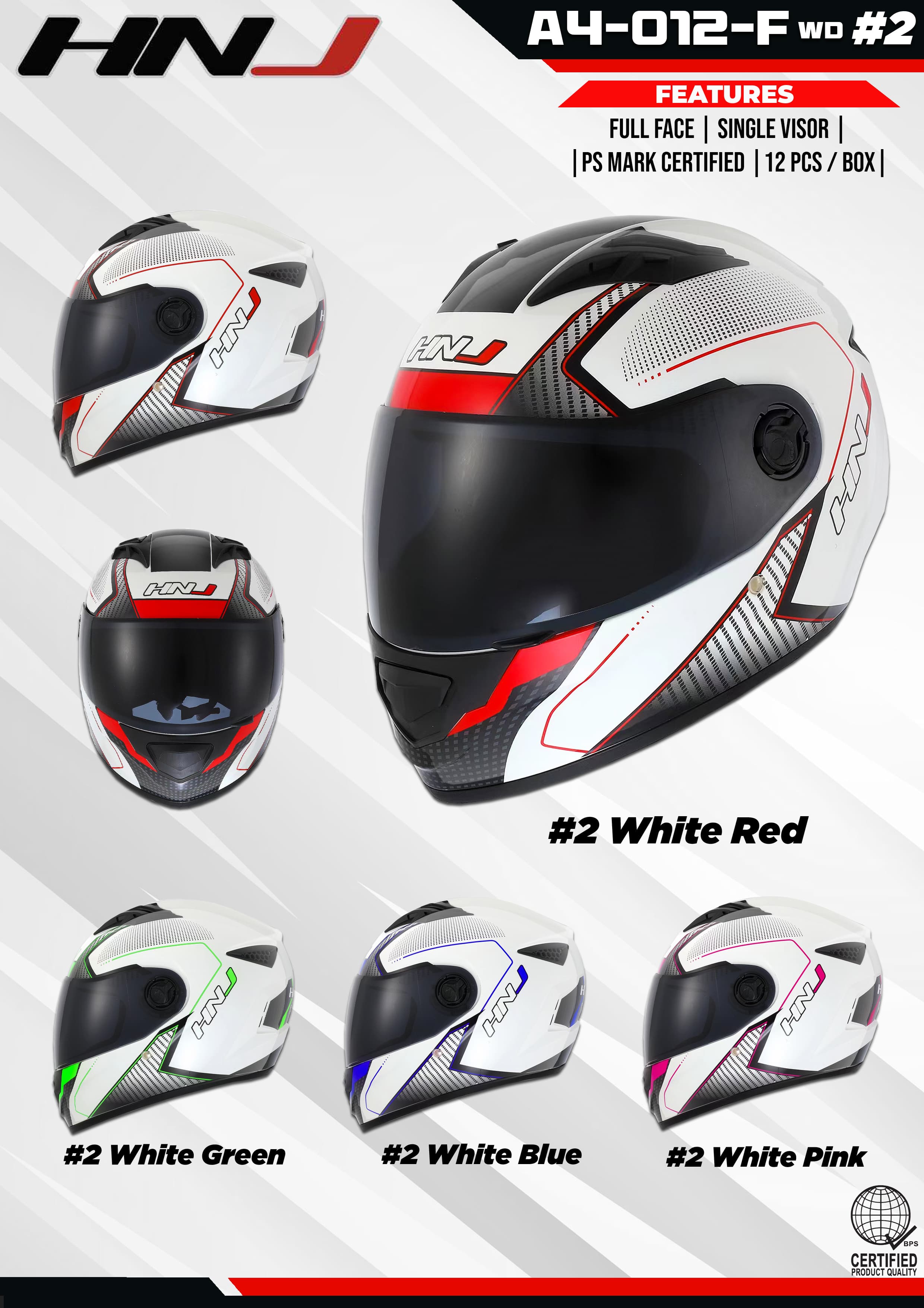 HNJ A4-012-F Graphic - 2# WHITE BLUE Full Face Helmet HNJ A4-012-F Graphic - 2# WHITE BLUE Full Face Helmet - Main image