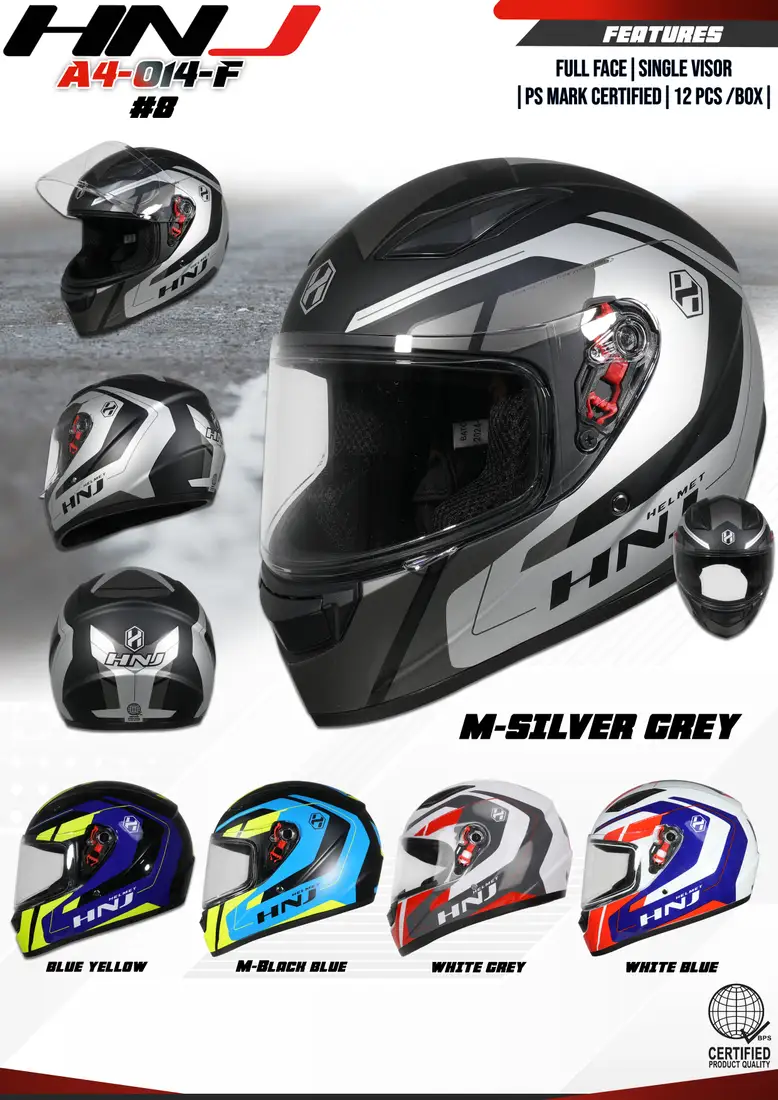 HNJ A4-014-F - 8# BLUE YELLOW Full Face Helmet