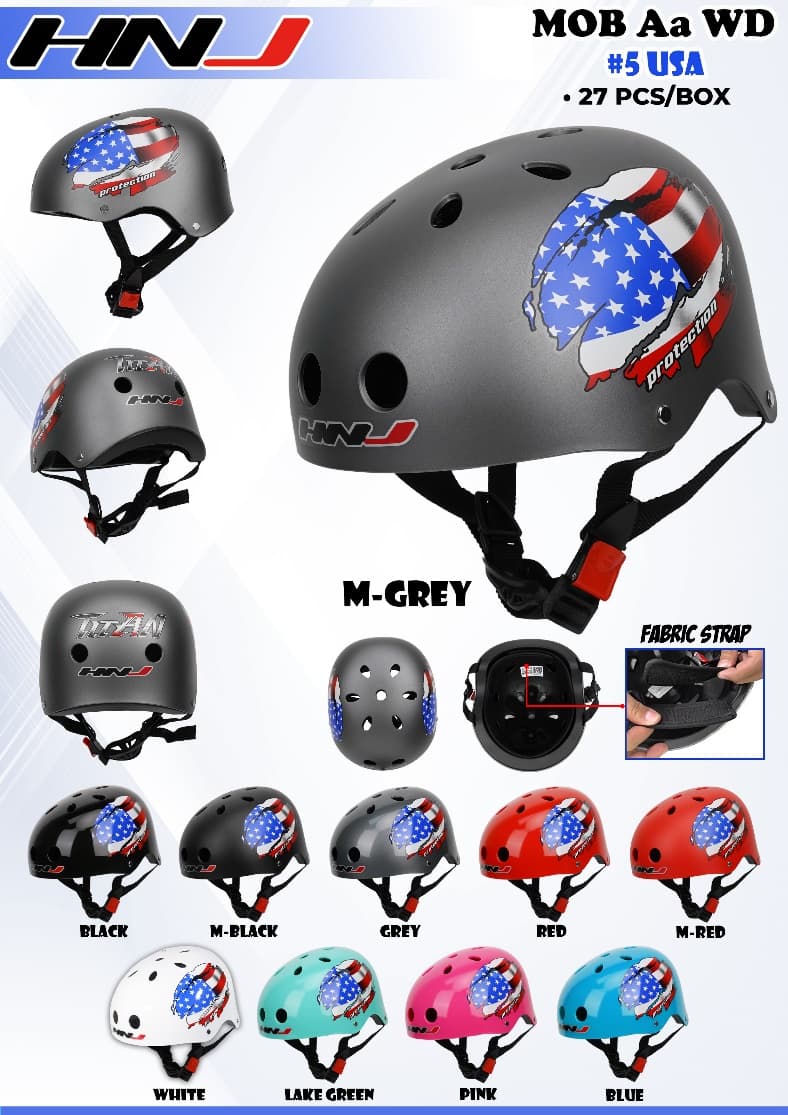 MOB-Aa Graphic - 5# USA BLACK Half Face Helmet