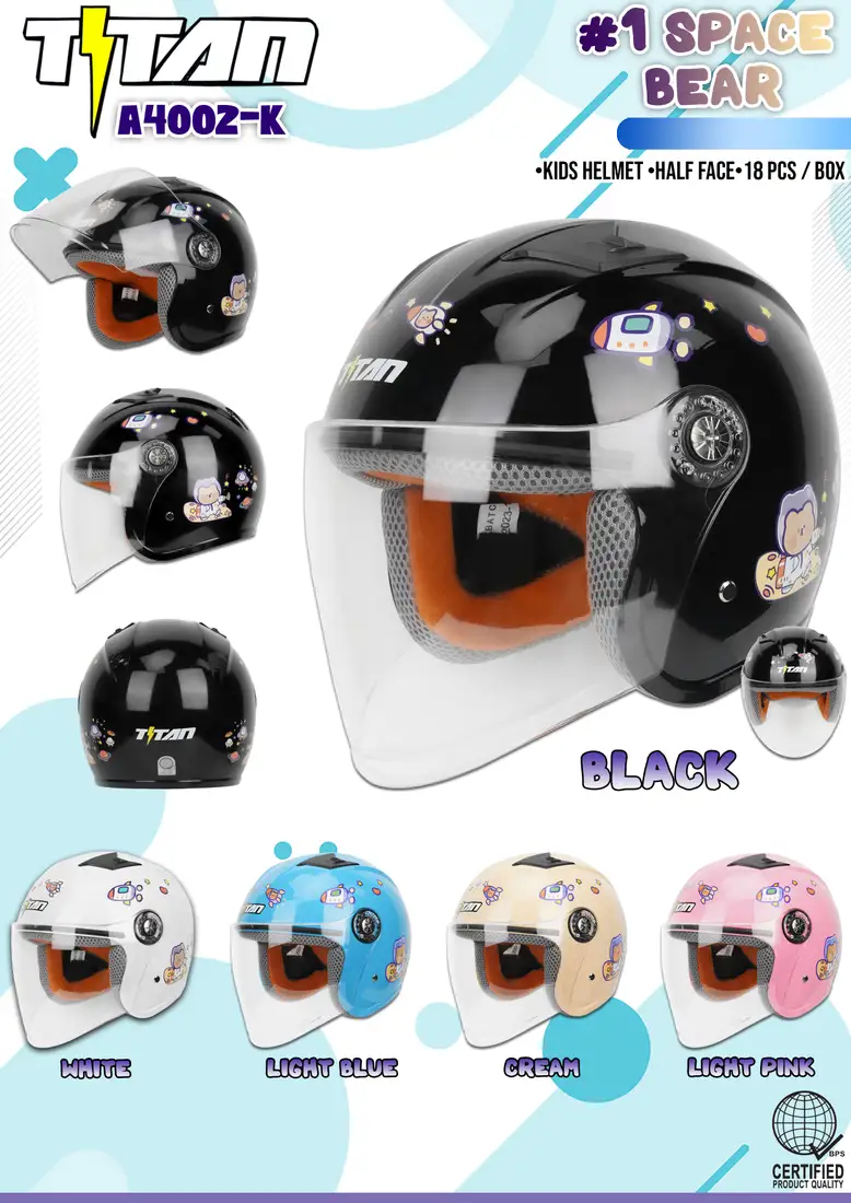 TITAN A4-002-K Graphic - SPACE BEAR WHITE Kids Helmet TITAN A4-002-K Graphic - SPACE BEAR WHITE Kids Helmet - Main image