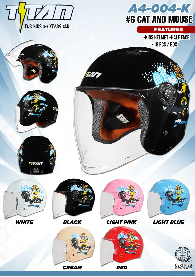 TITAN A4-004-K Cat And Mouse Kids Helmet TITAN A4-004-K Cat And Mouse Kids Helmet - Main image