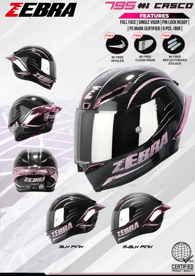 ZEBRA 795 Graphic - 1# CASCO BLACK PINK XL Full Face Helmet ZEBRA 795 Graphic - 1# CASCO BLACK PINK XL Full Face Helmet - Main image