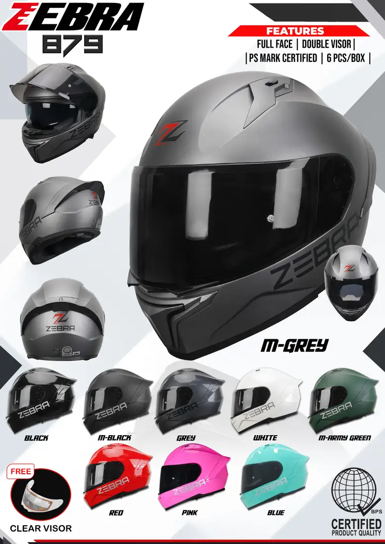 ZEBRA 879 Plain Full Face Helmet