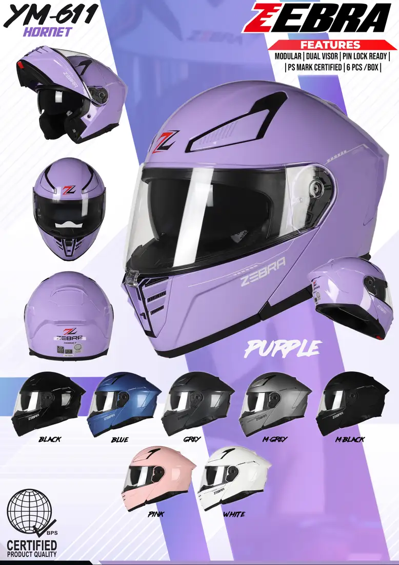 ZEBRA YM-611 HORNET Plain Modular Helmet