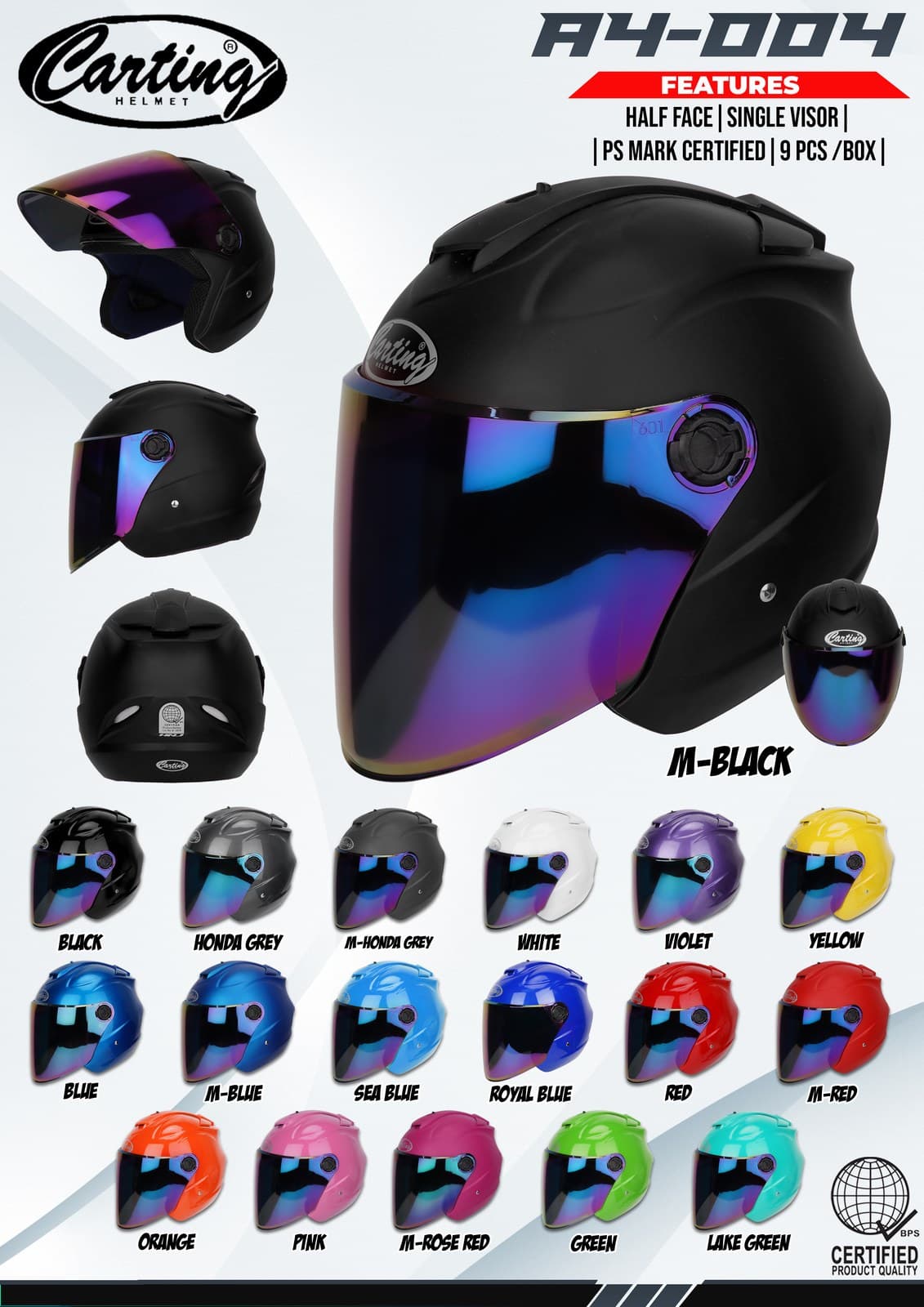 Carting A4-004 Half Face Motorcycle Helmet