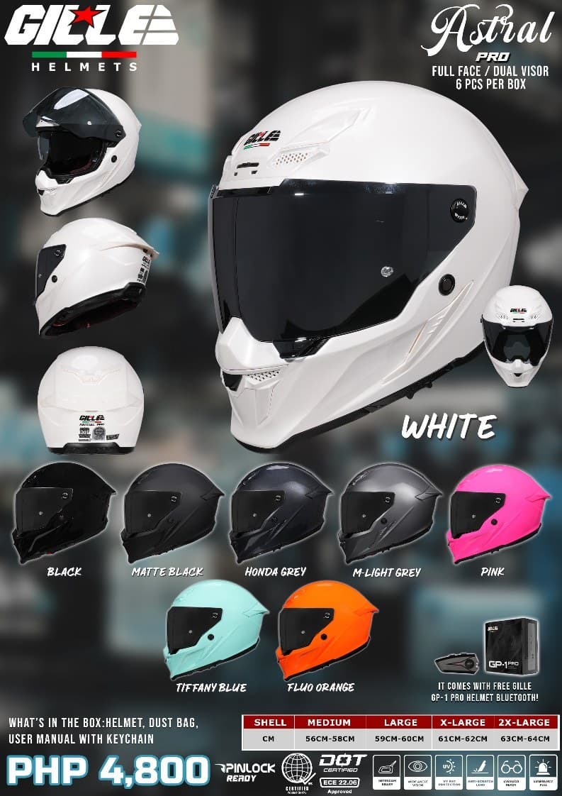 GILLE 135-ASTRAL Pro Plain Full Face Motorcycle Helmet