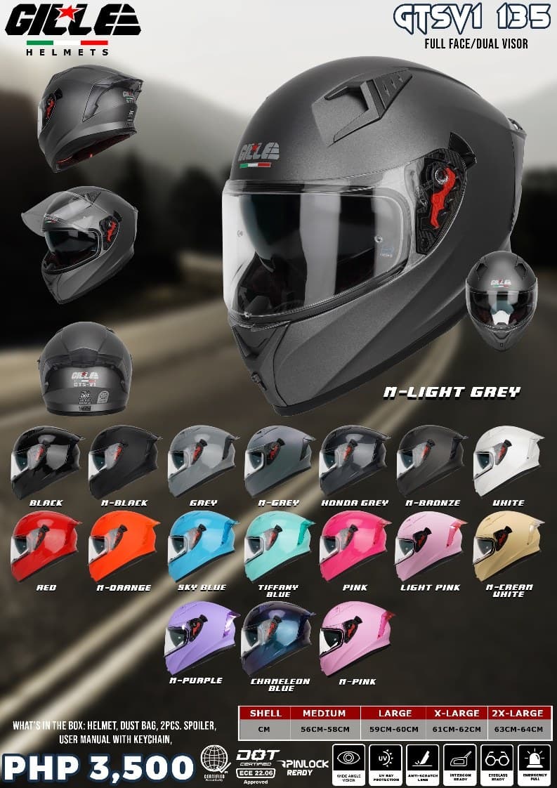 GILLE 135 (Gts V1) Plain Full Face Motorcycle Helmet