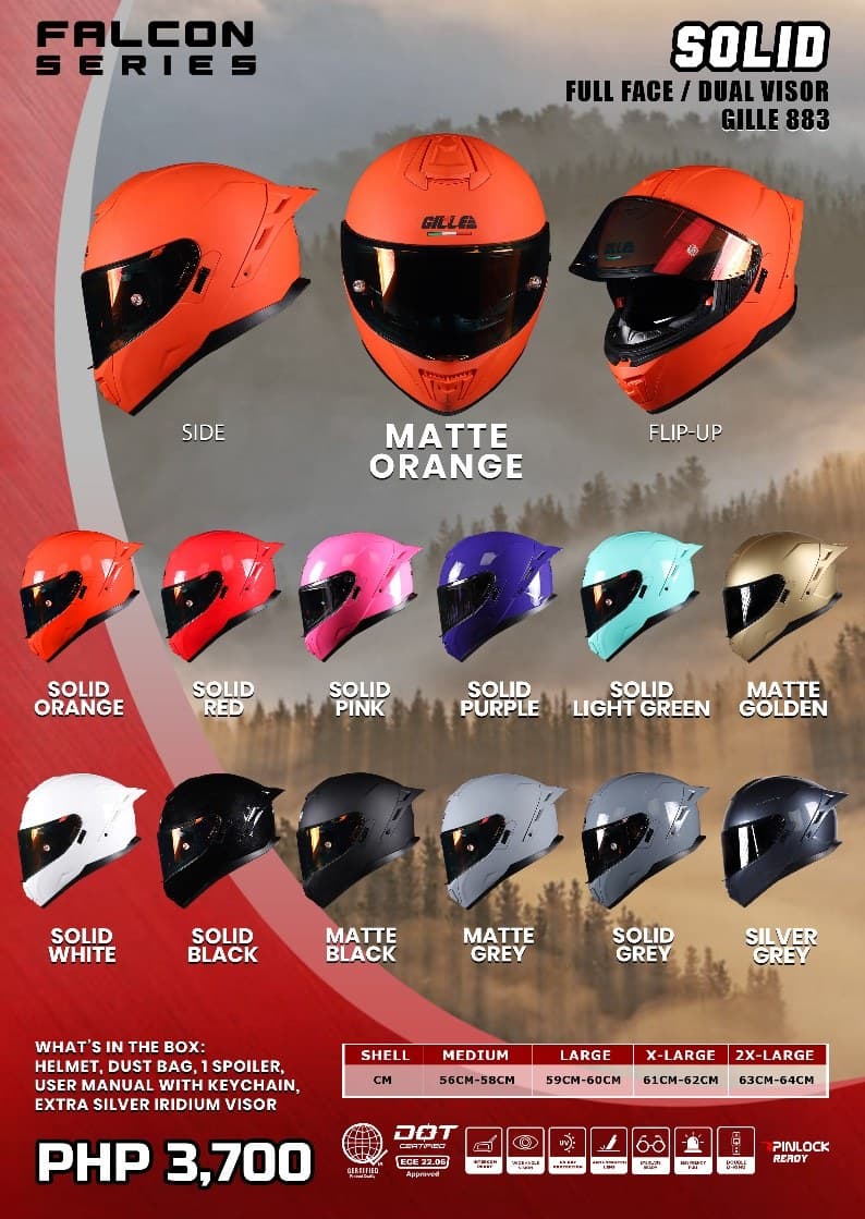 GILLE 883 Falcon Plain Full Face Motorcycle Helmet