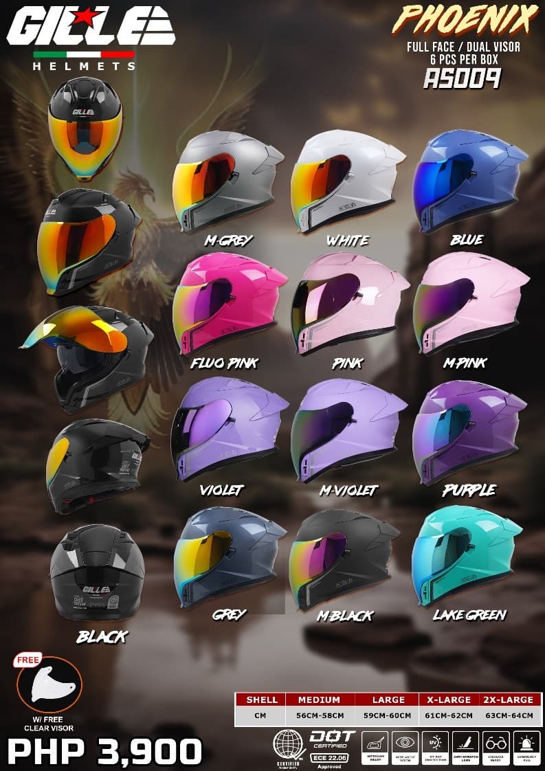 GILLE A5009 Phoeninx Plain Full Face Motorcycle Helmet