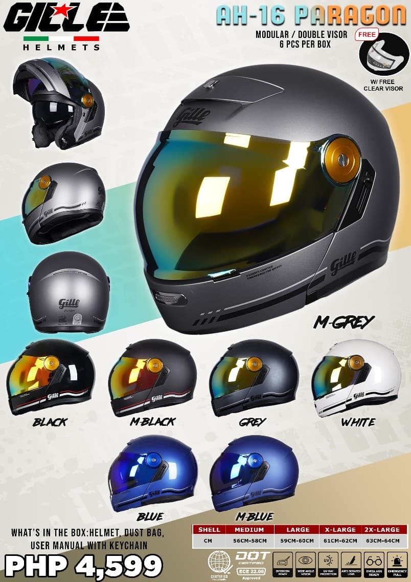 GILLE AH-16 Paragon Plain Modular Motorcycle Helmet
