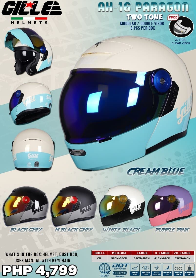 GILLE AH-16 Paragon Two Tone Modular Motorcycle Helmet