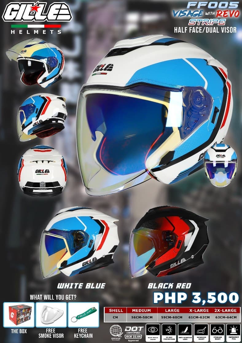 GILLE FF005 Visage W/D (Revo Visor) Half Face Motorcycle Helmet