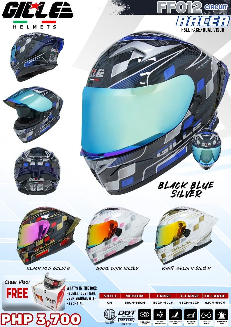 GILLE FF012 Circuit W/D (Revo Visor) Full Face Motorcycle Helmet