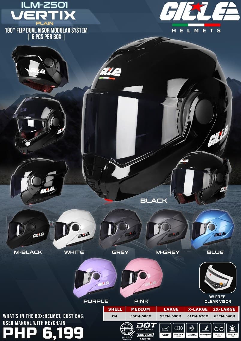 GILLE ILM-Z501 Vertix Plain Modular Motorcycle Helmet