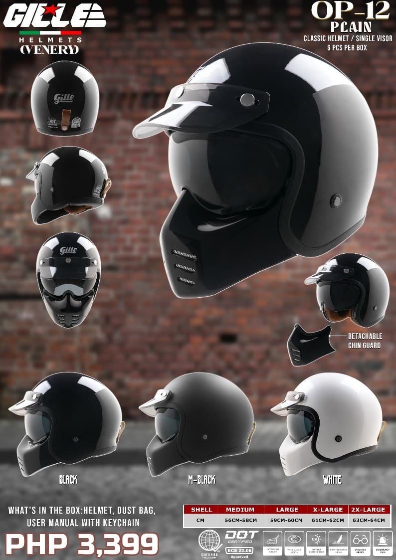 GILLE OP12 Venery Plain Dual Sport Motorcycle Helmet