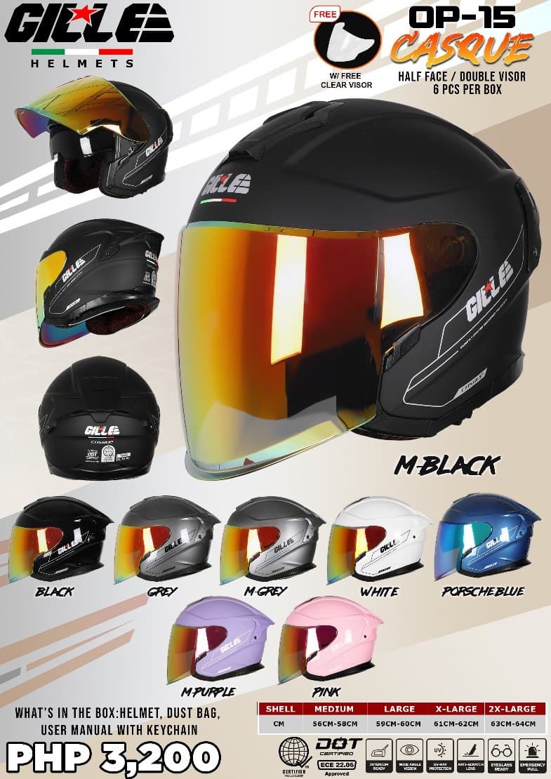 GILLE OP15 Casque Half Face Motorcycle Helmet