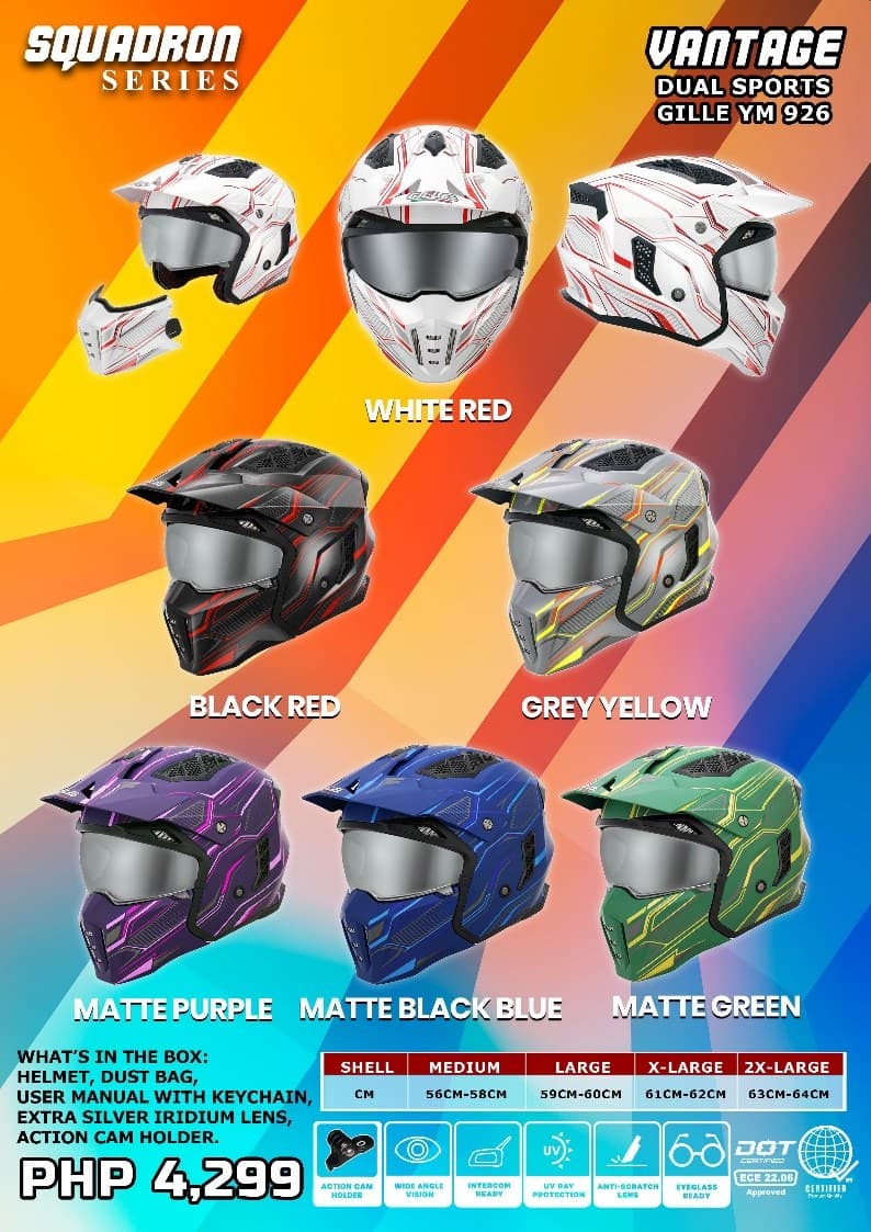 GILLE YM-926 Squadron W/D Dual Sport Motorcycle Helmet
