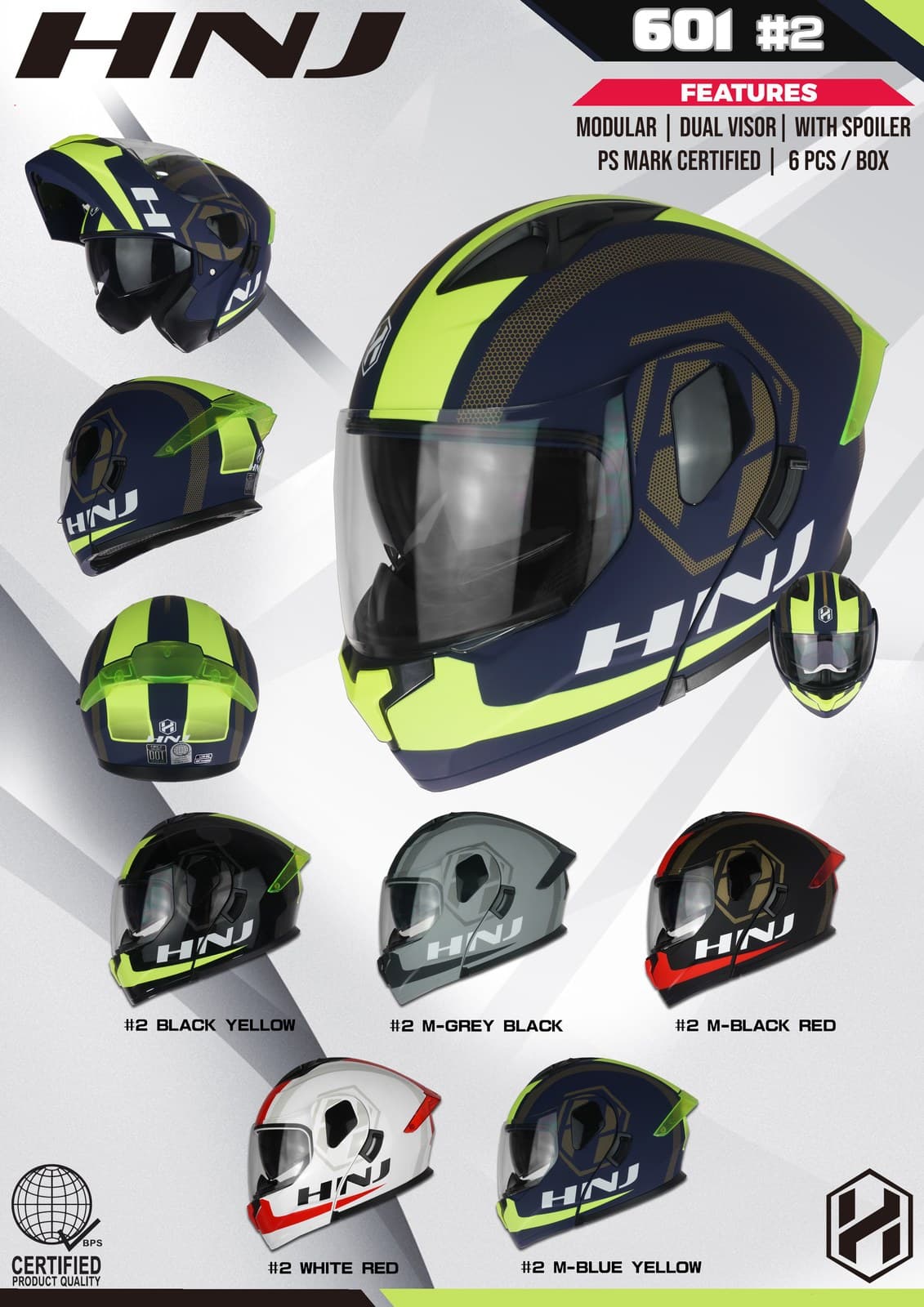 HNJ 601 W/D Modular Motorcycle Helmet