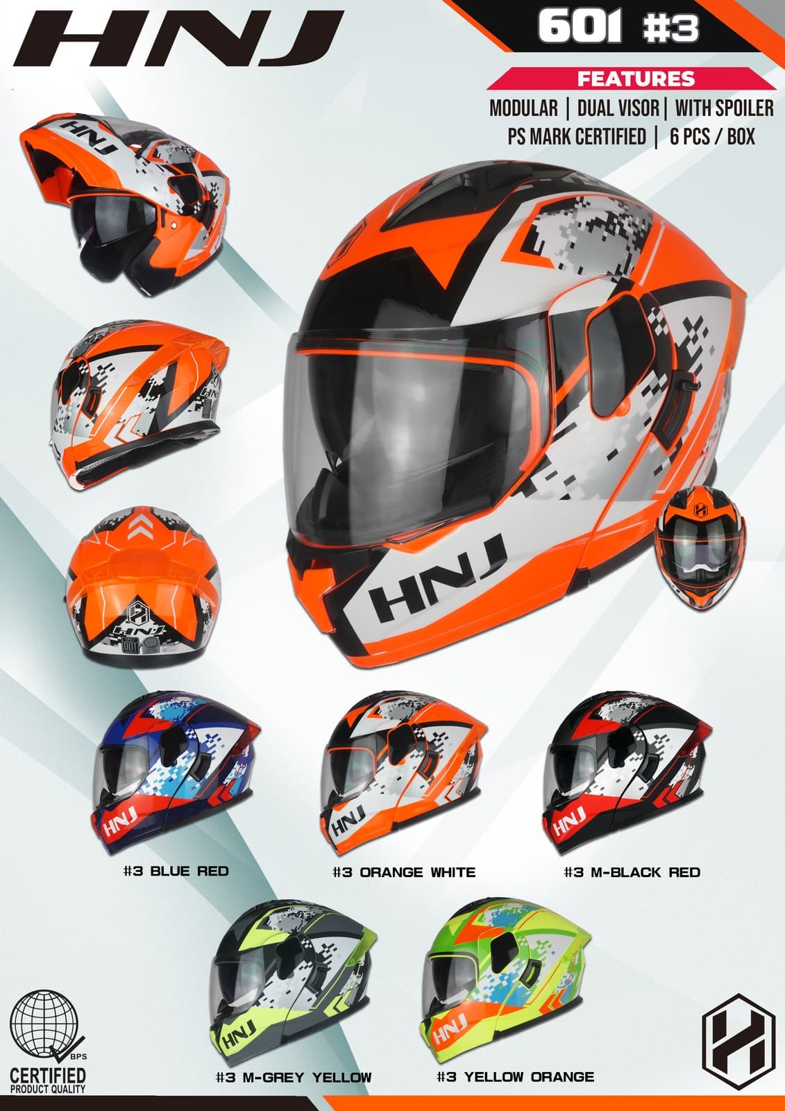HNJ 601 W/D Modular Motorcycle Helmet