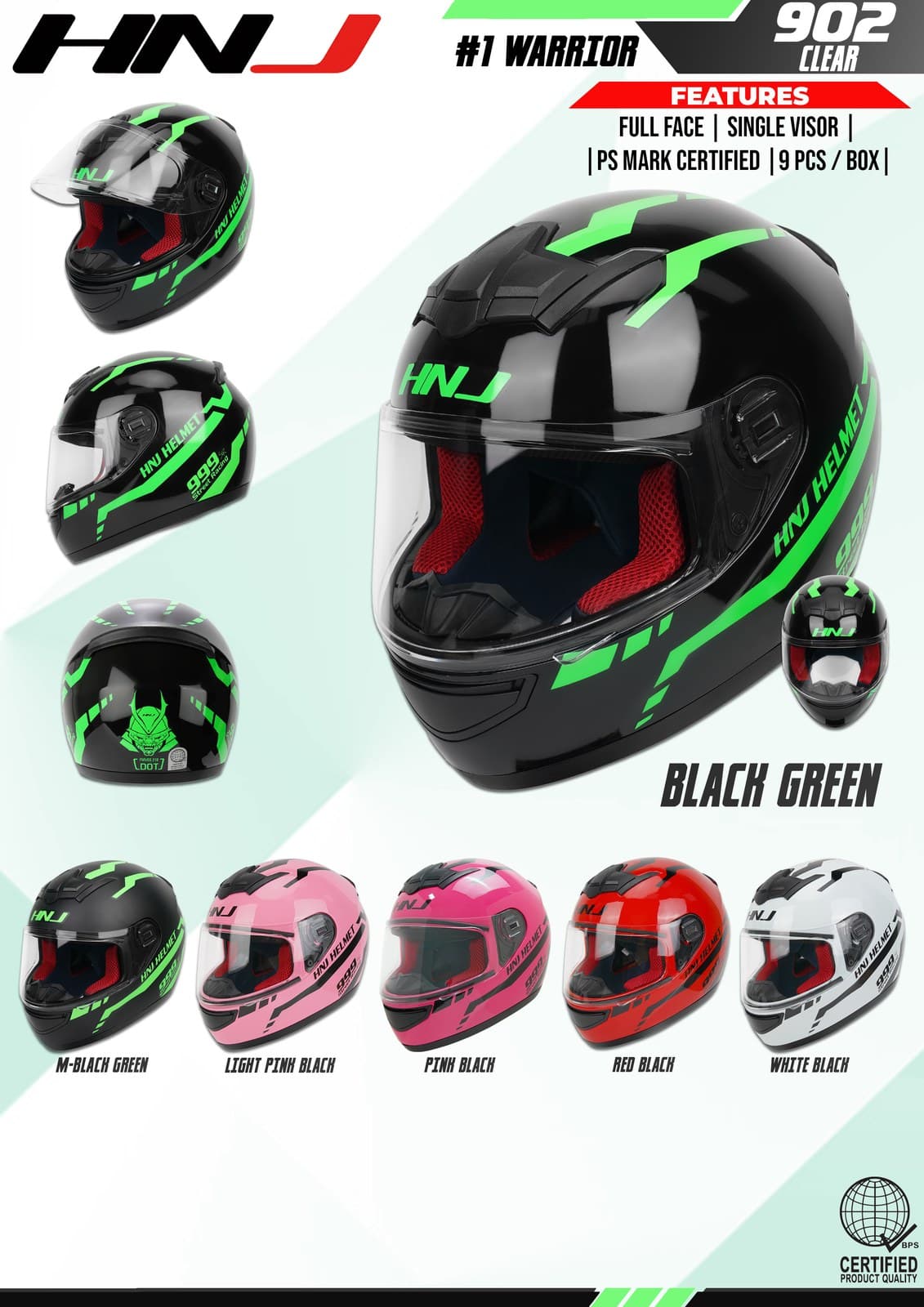 HNJ 902 Clear 1# Full Face Motorcycle Helmet