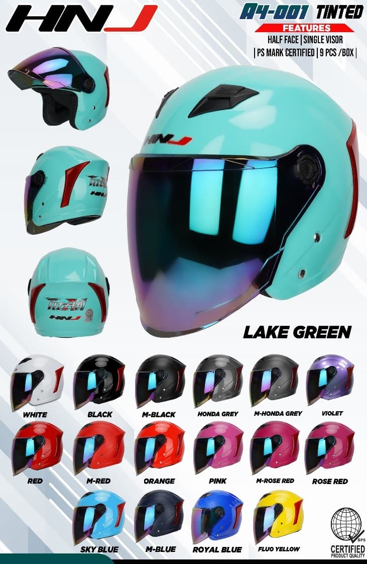 HNJ A4-001 Tinted Half Face Motorcycle Helmet