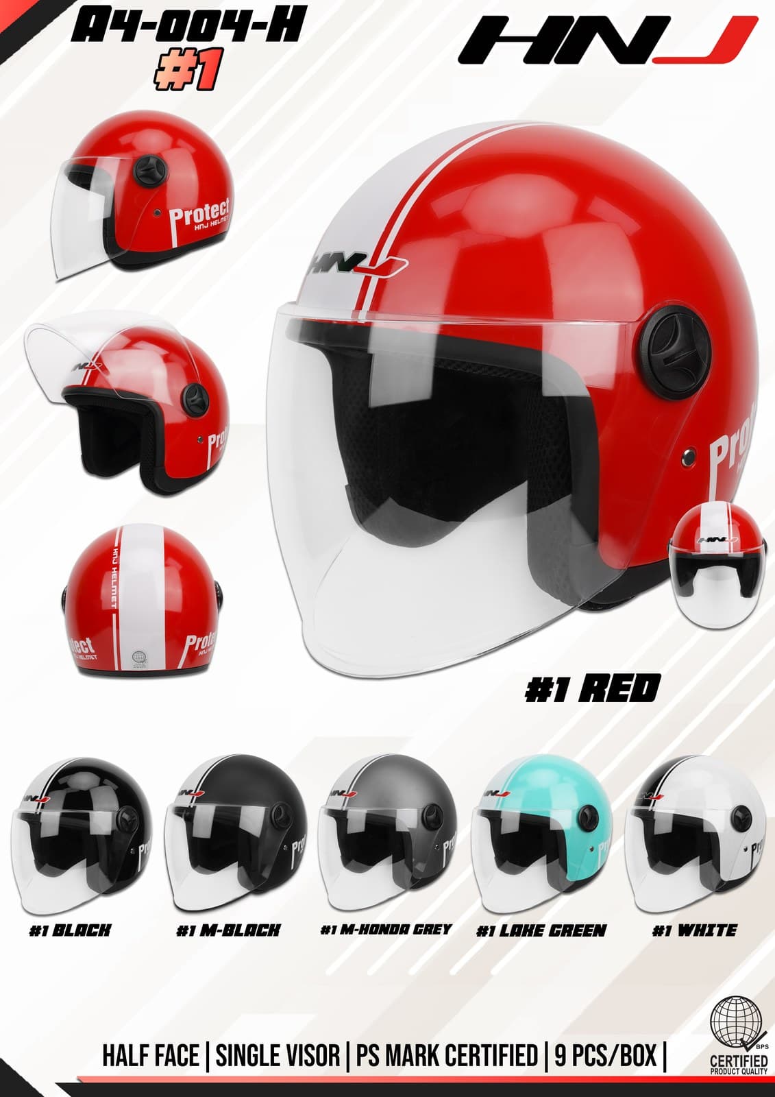 HNJ A4-004-H W/D Half Face Motorcycle Helmet
