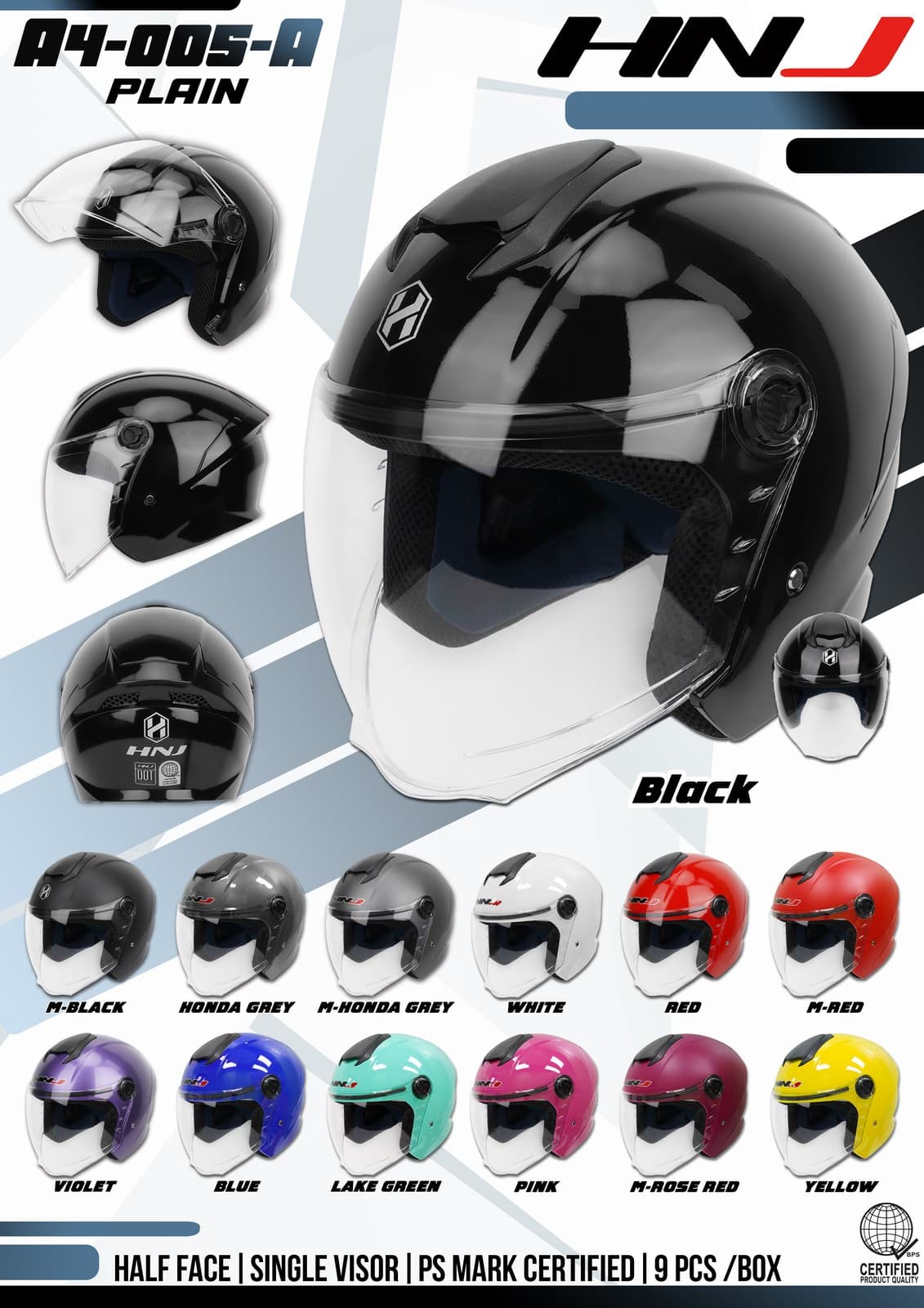 HNJ A4-005-A Half Face Motorcycle Helmet