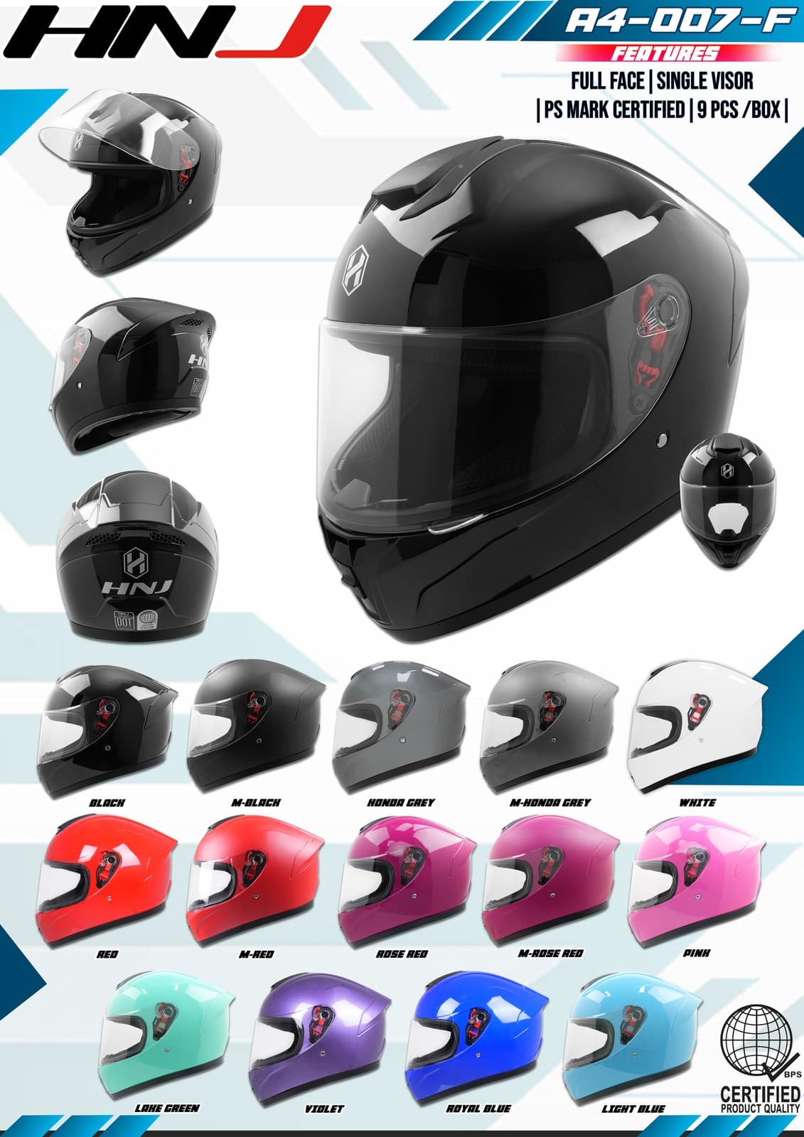 HNJ A4-007-F Full Face Motorcycle Helmet