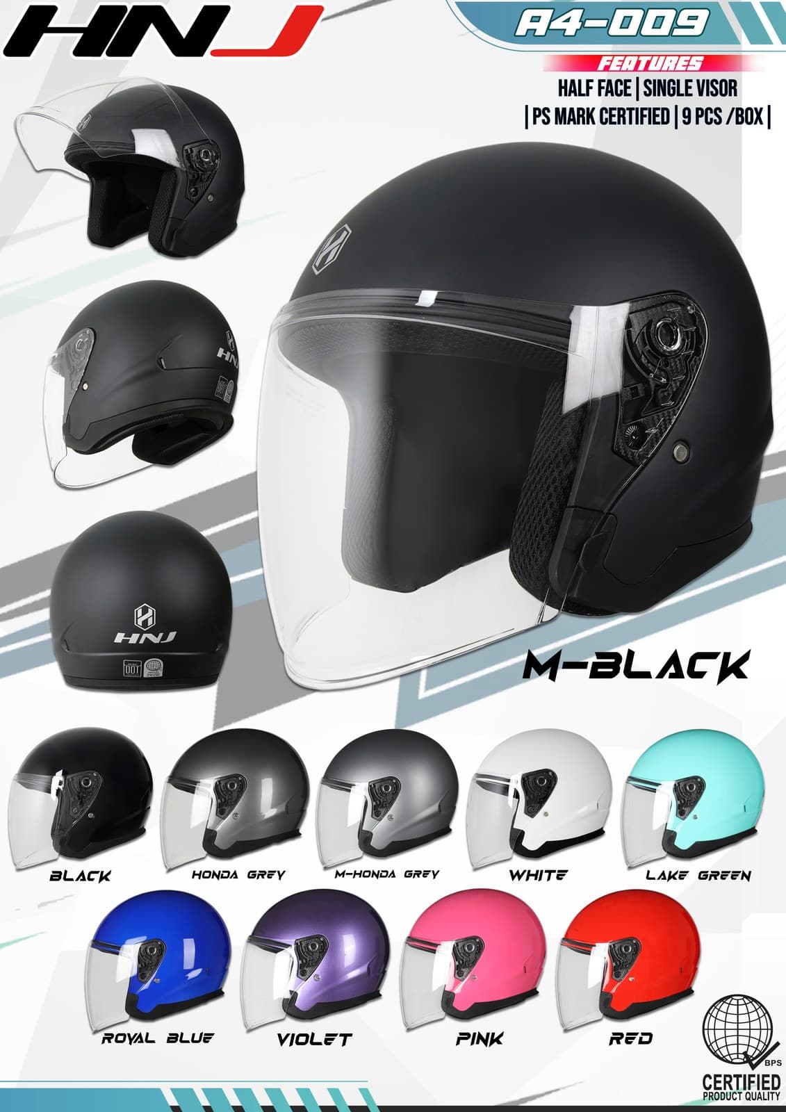 HNJ A4-009 Half Face Motorcycle Helmet