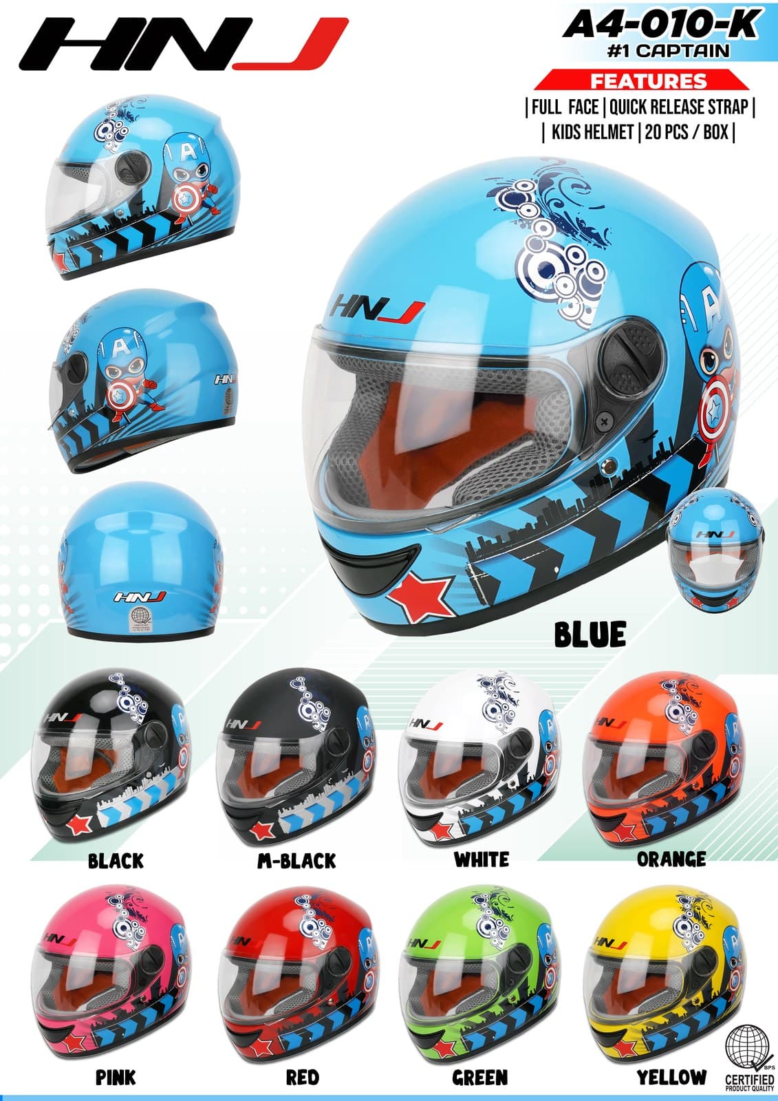 HNJ A4-010-K Kids Motorcycle Helmet