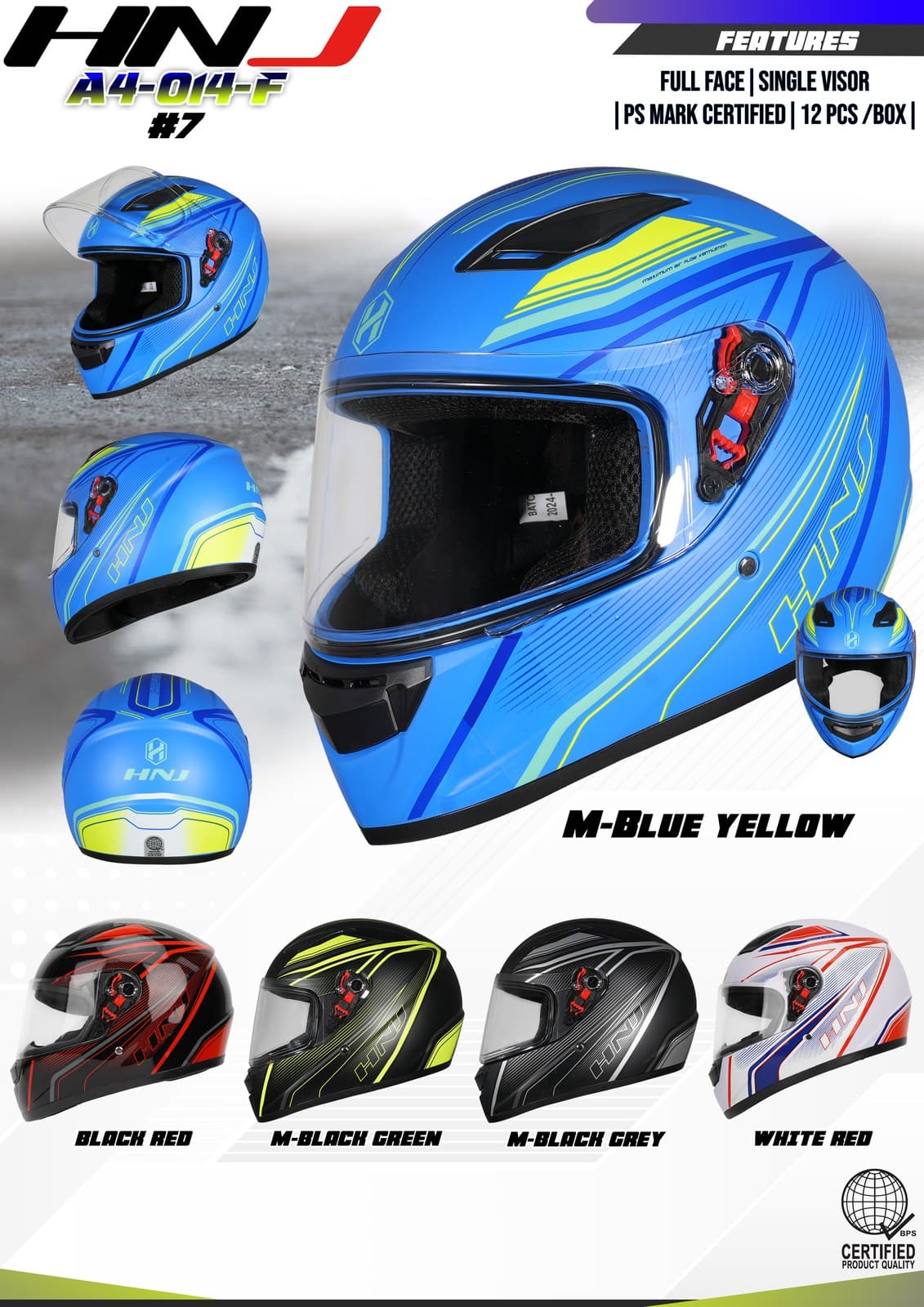 HNJ A4-014-F Full Face Motorcycle Helmet