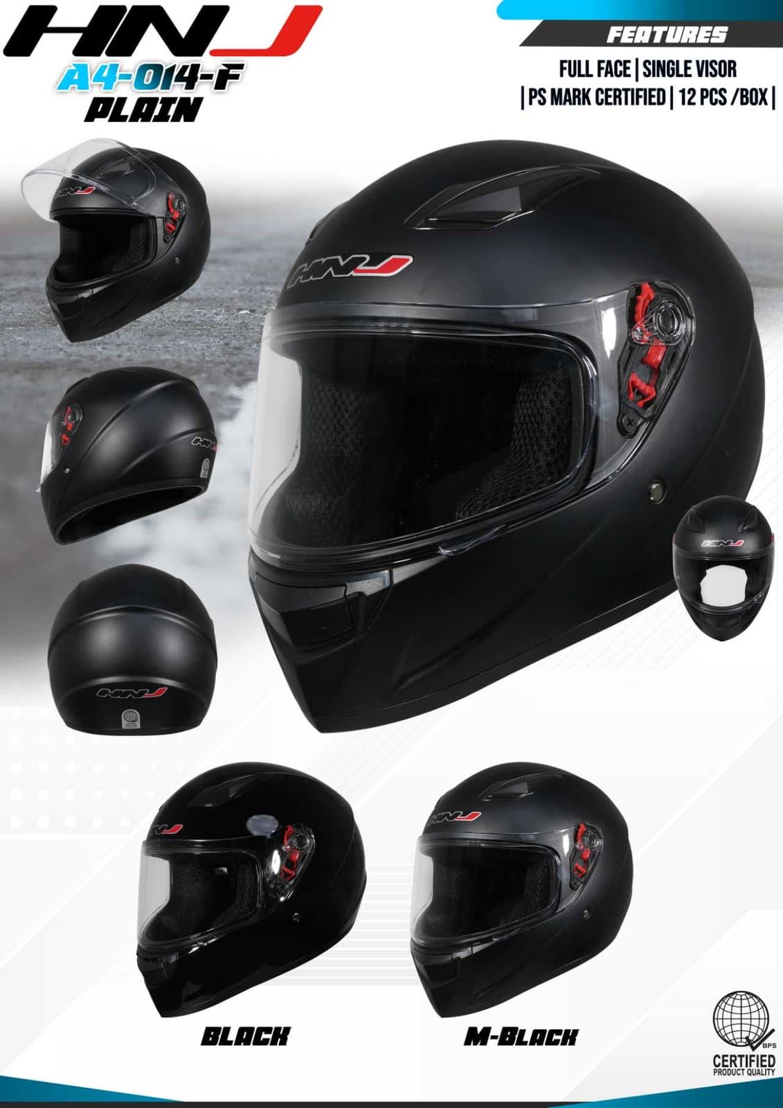 HNJ A4-014-F Full Face Motorcycle Helmet