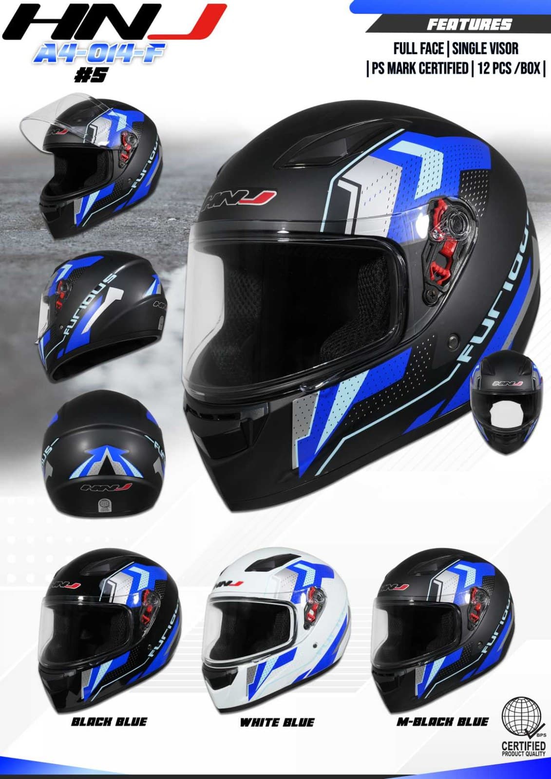 HNJ A4-014-F Full Face Motorcycle Helmet