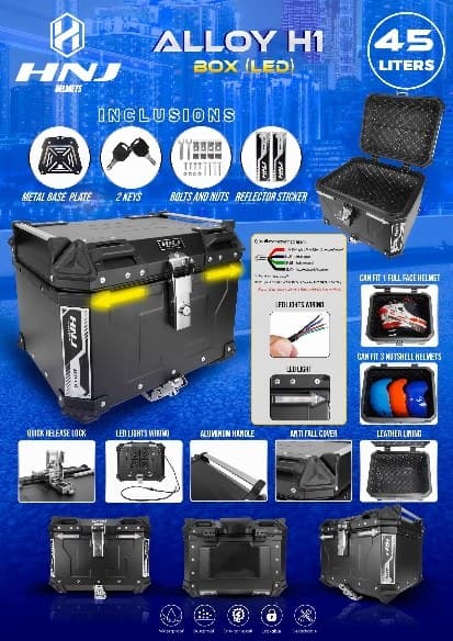 HNJ Alloy H1 Box W/Led Motorcycle Top Box