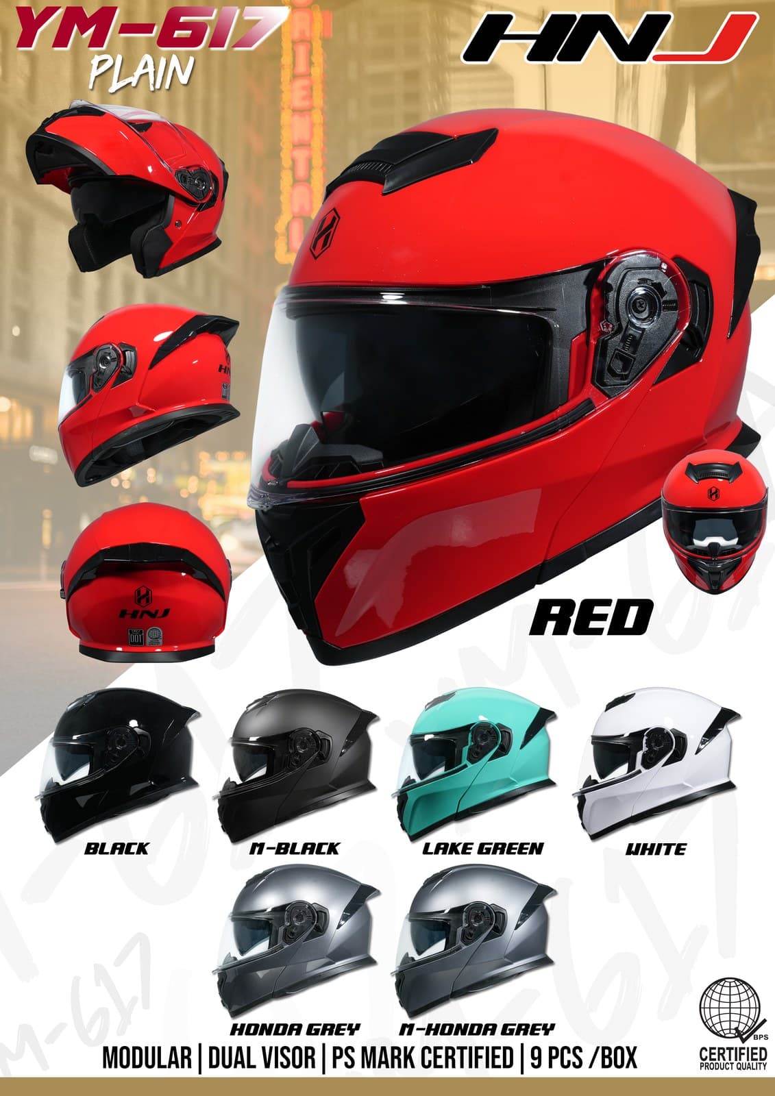 HNJ YM-617 Plain Modular Motorcycle Helmet