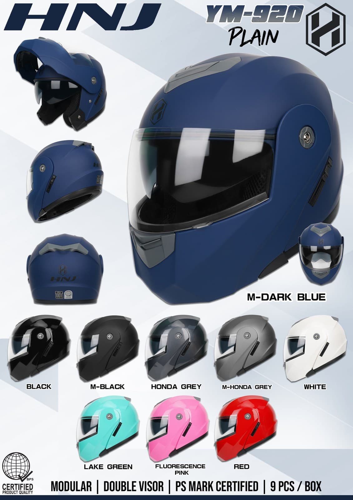 HNJ YM-920 Plain Modular Motorcycle Helmet