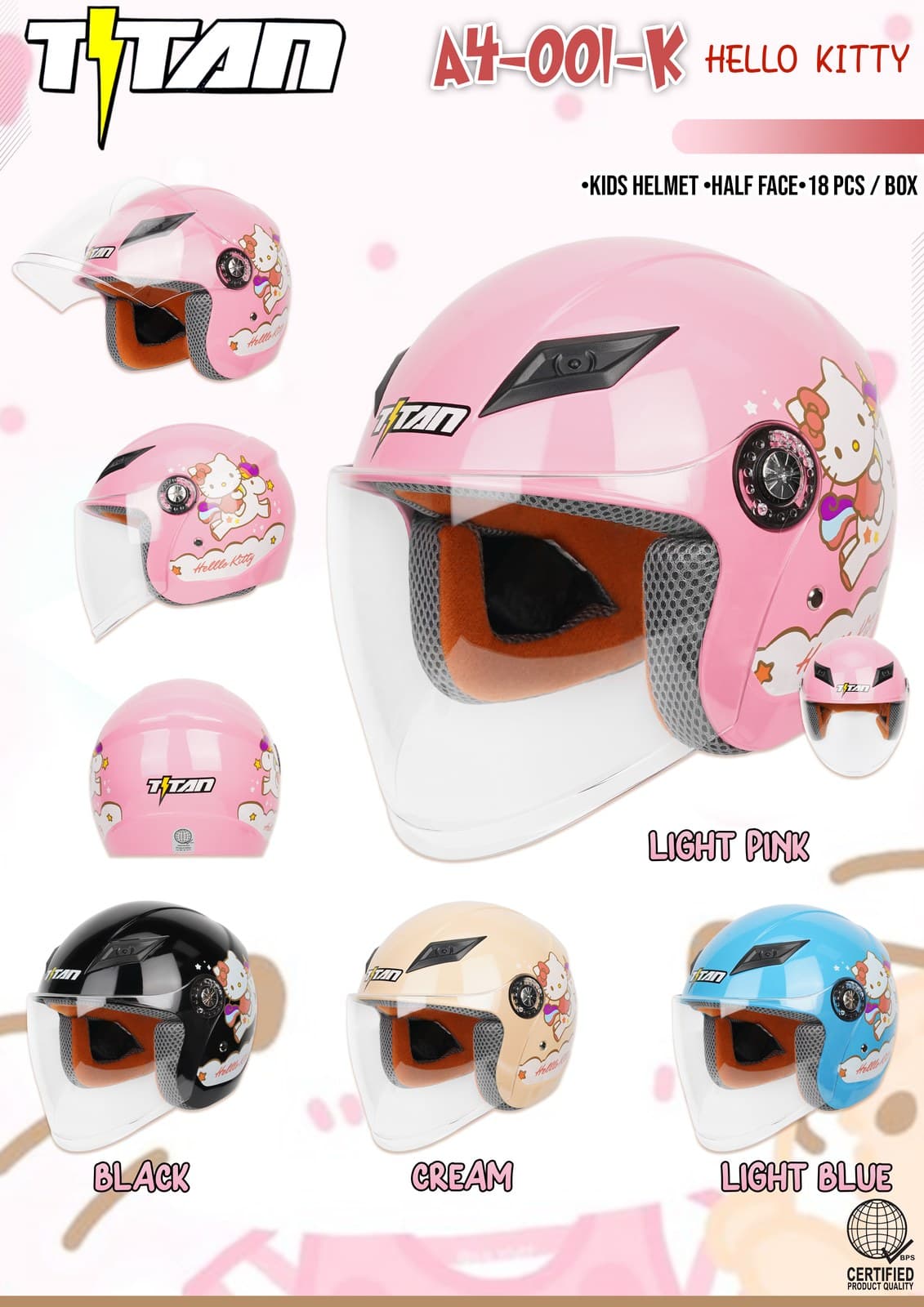 Titan A4-001-K W/D Kids Motorcycle Helmet