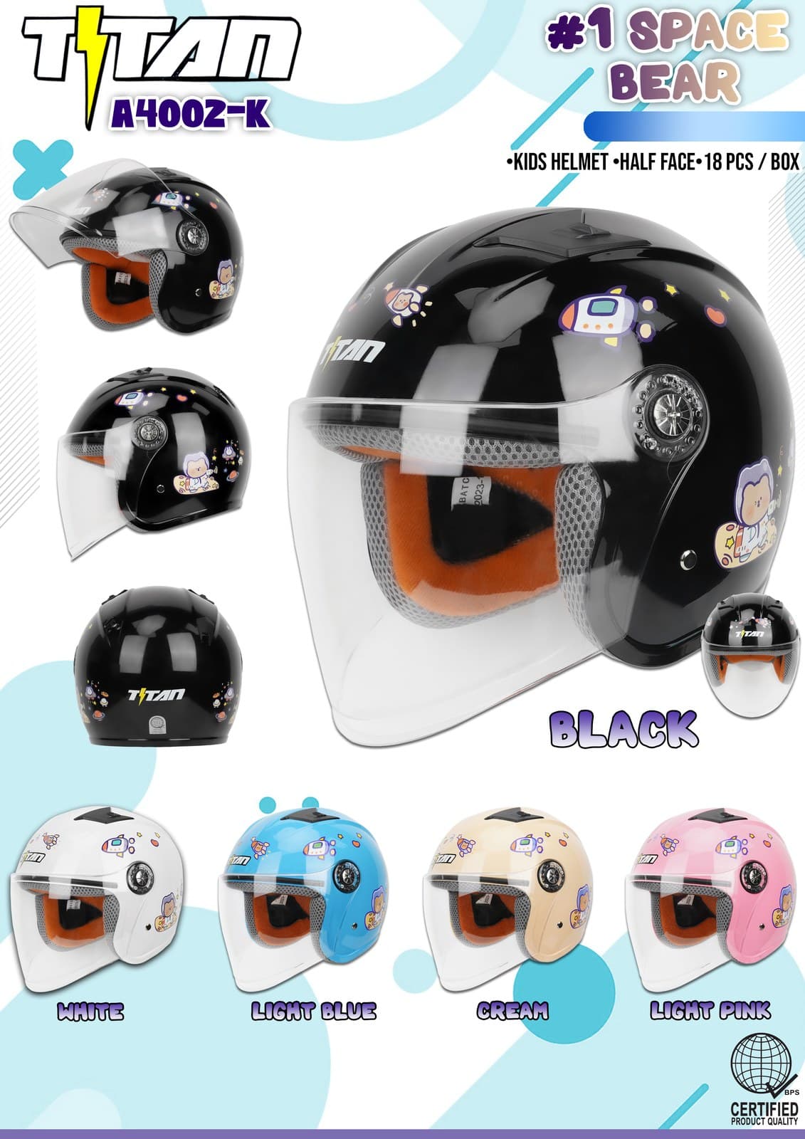 Titan A4-002-K W/D Kids Motorcycle Helmet