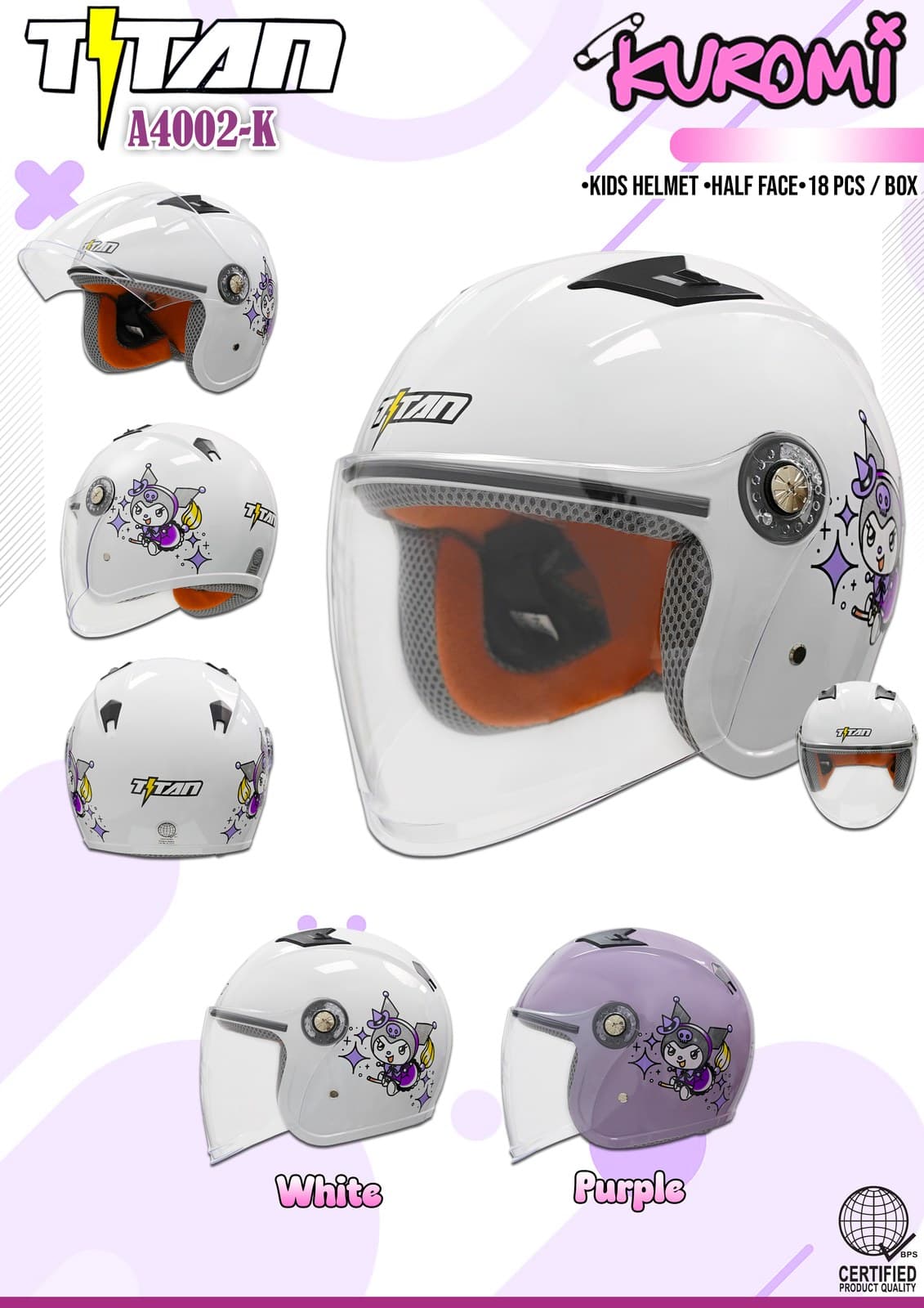 Titan A4-002-K W/D Kids Motorcycle Helmet