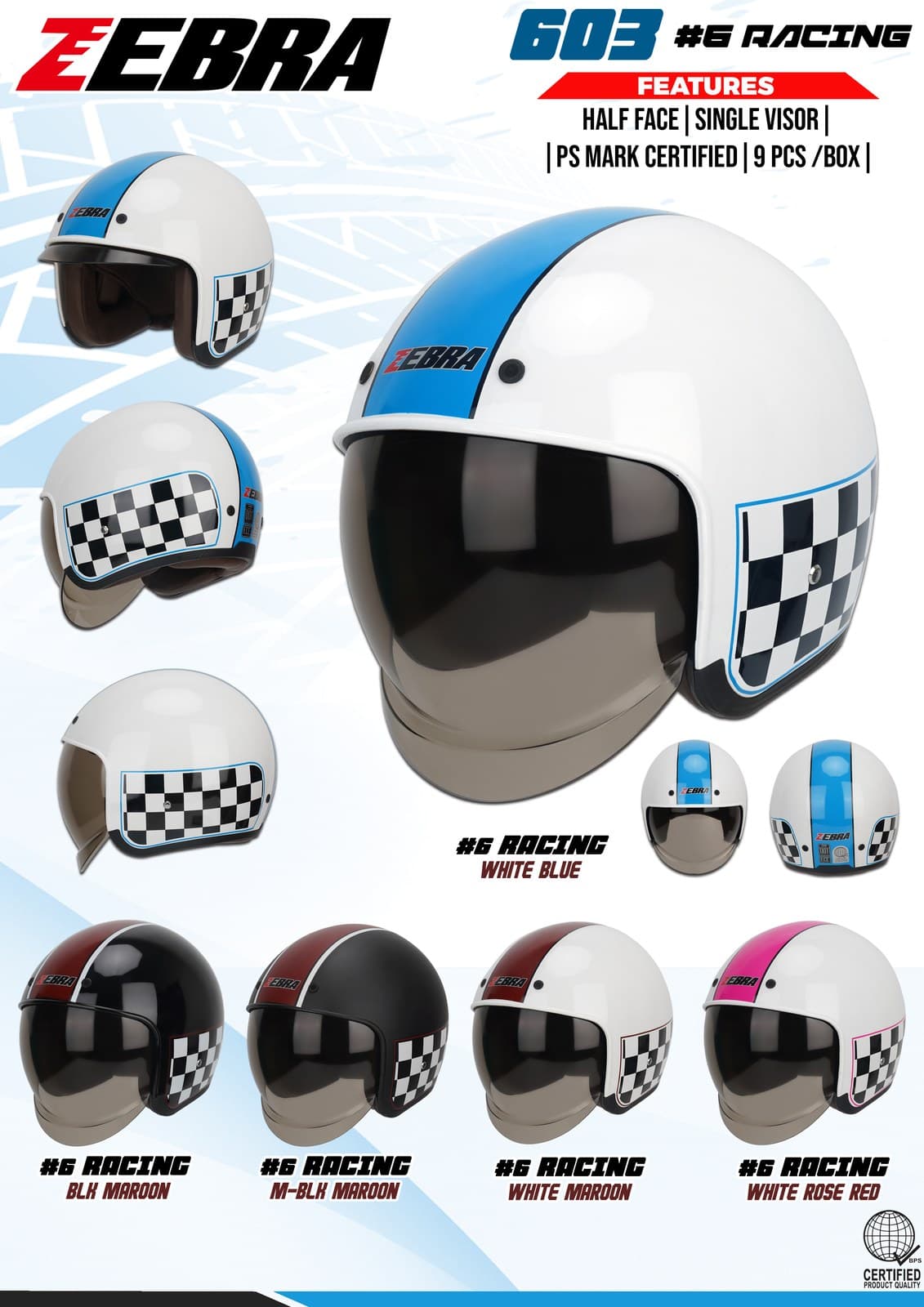 ZEBRA 603 #6 Racing Modular Motorcycle Helmet