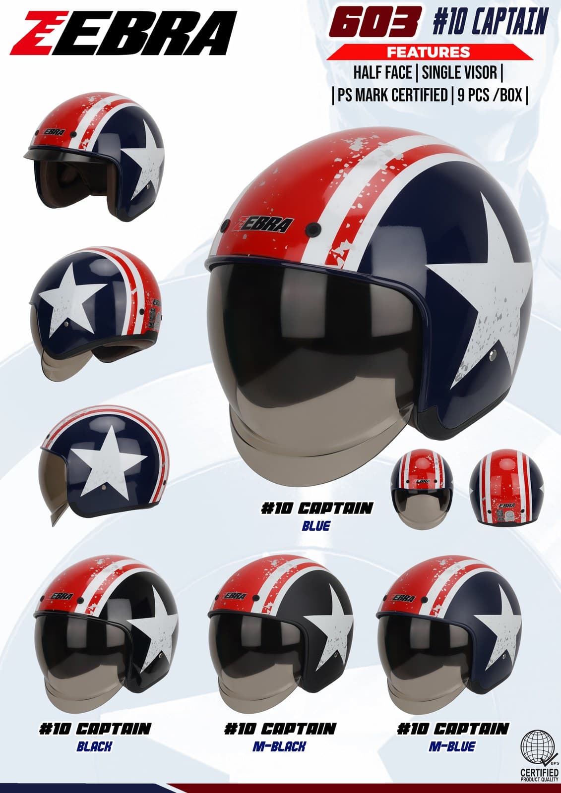 ZEBRA 603 #10 Captain Modular Motorcycle Helmet